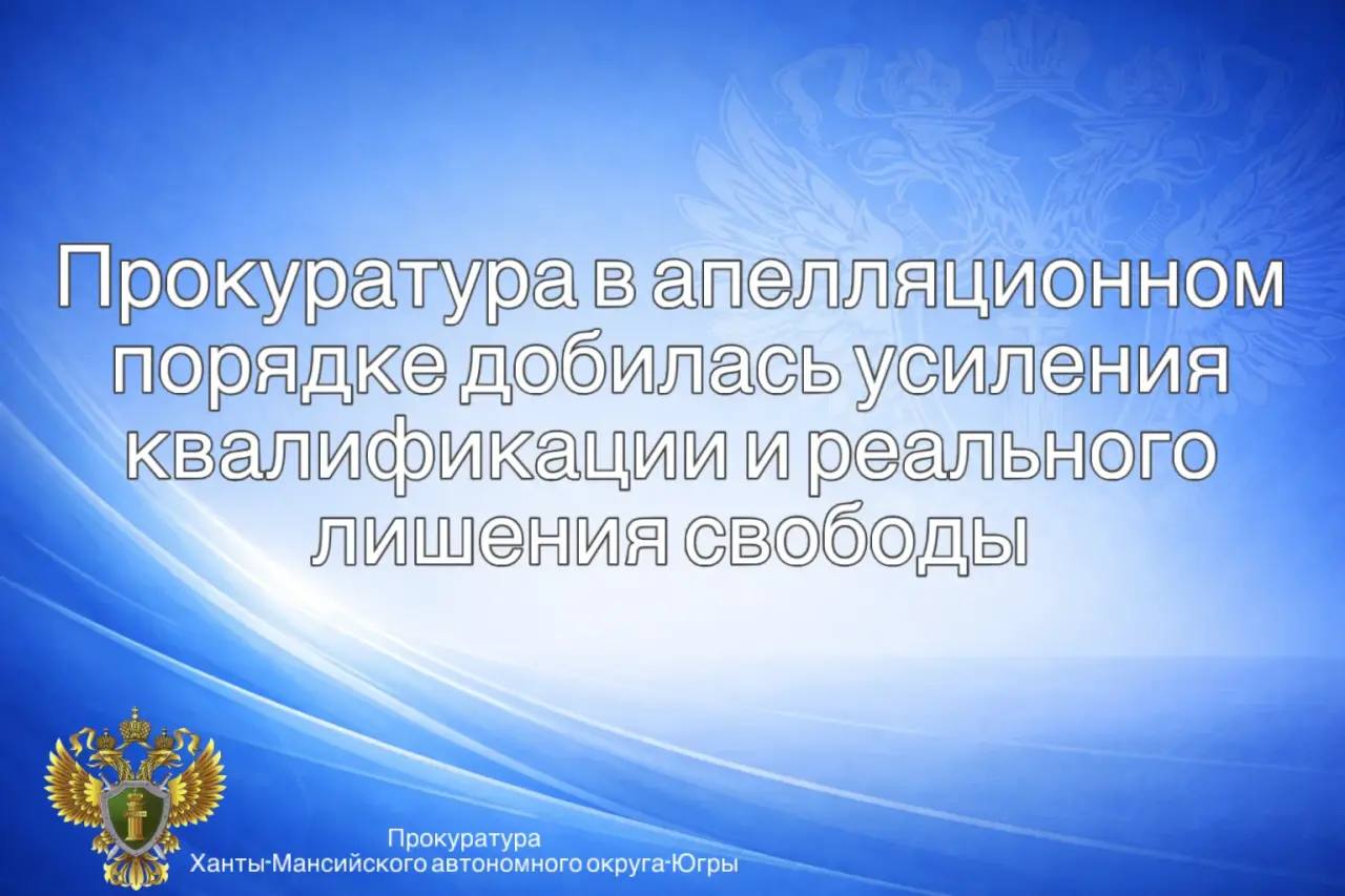 Прокуратура в апелляционном порядке добилась усиления квалификации и реального лишения свободы