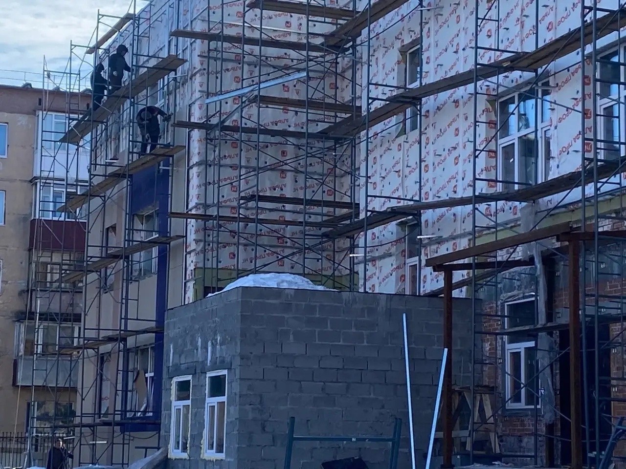 Строительная готовность детского сада в 16 микрорайоне — 66% Строительная готовность детского сада в 16 микрорайоне — 66%