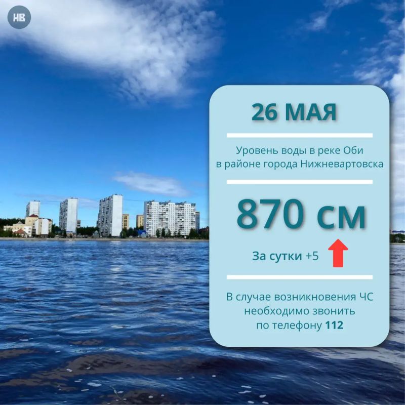 По информации Ханты-Мансийского центра по гидрометеорологии и мониторингу окружающей среды - филиала «Обь-Иртышское управление по гидрометеорологии и мониторингу окружающей среды», сегодня, 26 мая, уровень воды в реке Оби...