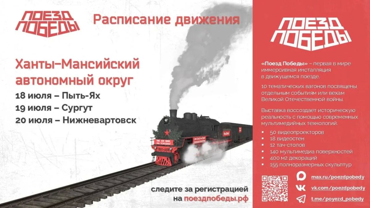 Уникальный музей «Поезд Победы» посетит Югру Уникальный музей «Поезд Победы» посетит Югру