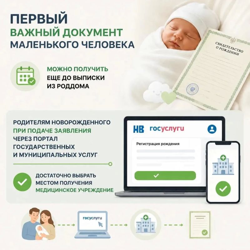 Получить свидетельство о рождении ребенка молодые мамы могут прямо в роддоме