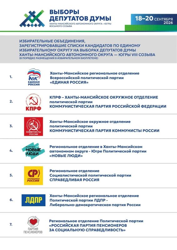 А вот так будет выглядеть избирательный бюллетень в Думу Югры