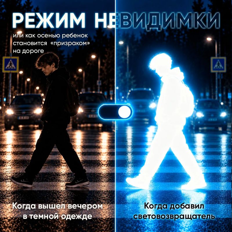 Тёмная одежда делает школьника невидимым на дороге