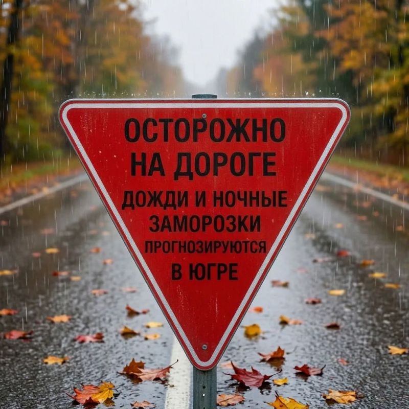 В регионе прогнозируются дожди и ночные заморозки! Госавтоинспекция Югры призывает водителей к осторожности на дороге!