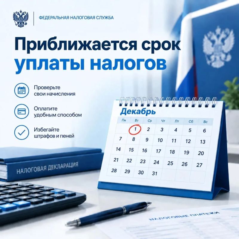 1 декабря 2026 года - последний день, чтобы заплатить налоги