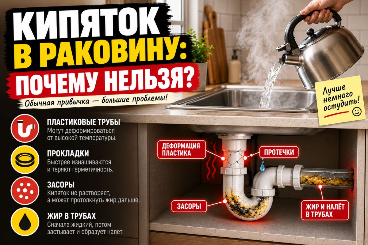 Кипяток в раковину: почему эта привычка может навредить трубам
