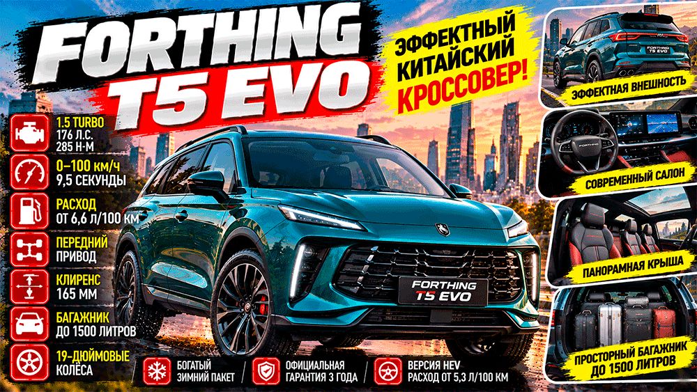 Forthing T5 EVO: эффектная внешность, турбомотор и важные компромиссы перед покупкой